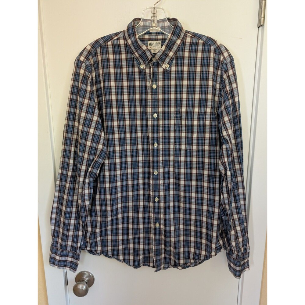 J.Crew Shirtings Tailored Fit Washed Casual Button Up Plaid Shirt M Office Work